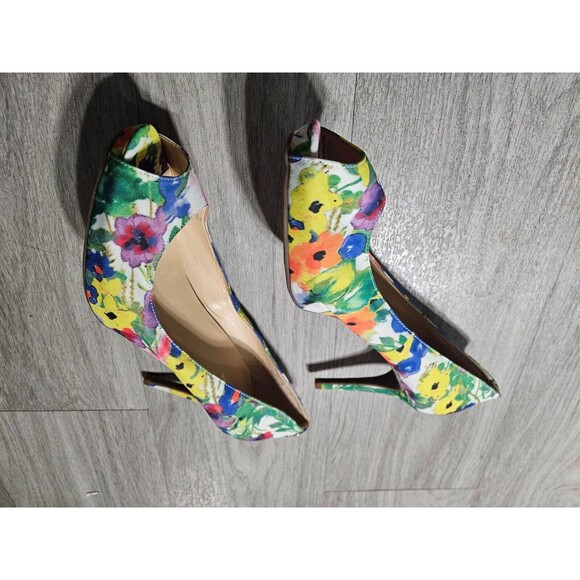 Liz Claiborne Women's Peep Toe Heels Multicolor Ivy Floral Pumps Shoes 10M - Picture 4 of 16